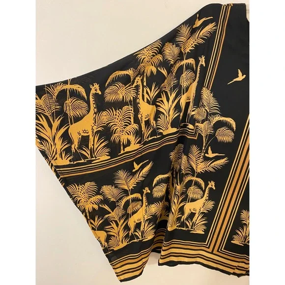 Belle by Kim Gravel 1X Safari Giraffe Print Kaftan Top Black Gold Oversized Boho - Picture 4 of 11